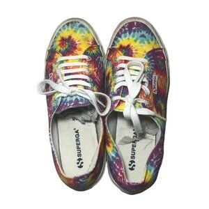 SUPERGA Rainbow Sneakers Unisex Size M7.5/W9 Red Multicolor Tie Dye  S11GJW